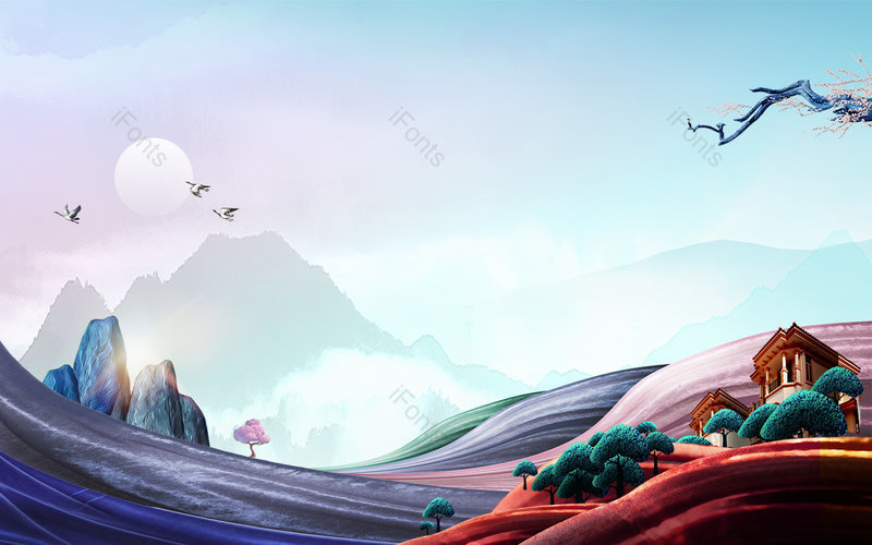 高端意境中国风风山水画背景设计,插画/手绘图,插画/手绘图库,插画/手绘图下载,插画/手绘